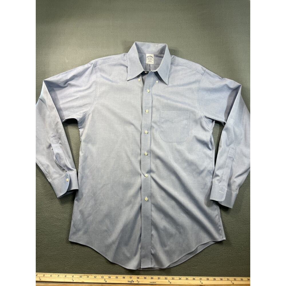 Brooks Brothers Men's Dress Shirt 16-34 Blue Original Polo Shirt Slim Fit